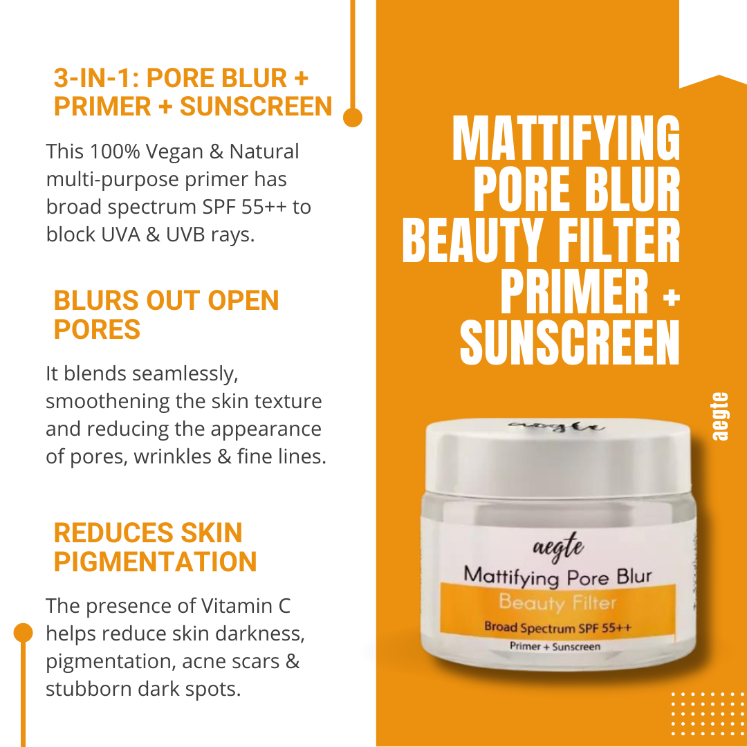 Aegte Mattifying Pore Blur Beauty Filter Primer + Sunscreen with Broad Spectrum SPF 55++