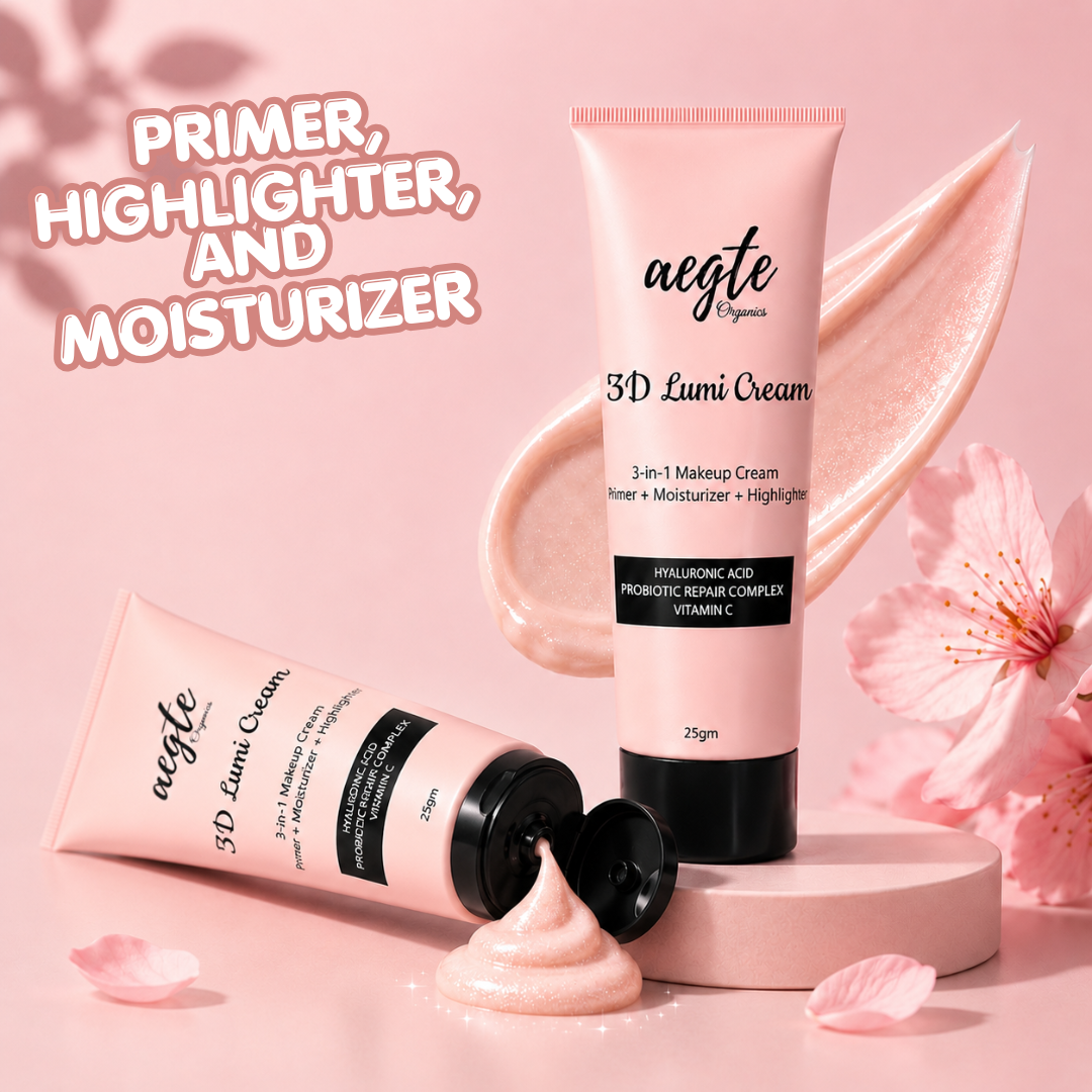 Aegte 3D Lumi Strobe Cream, Primer + Highlighter + Moisturizer, Goodness of Skin Repair Probiotics, Vitamin C & Hyaluronic Acid