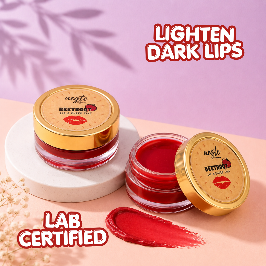Aegte Organics Beetroot Lip and Cheek Tint Edible Balm Lighten Dark lips Nourish & Hydrate Dry Chapped Lips Lab Certified