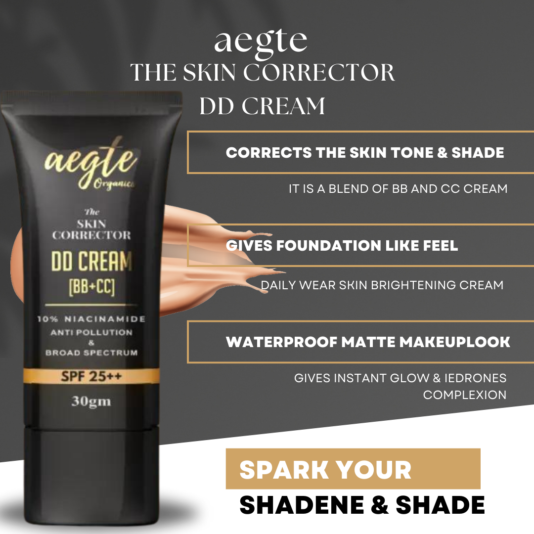 Aegte Organics Skin Corrector DD Cream (BB+CC) Broad Spectrum SPF 25++ 30gm, Anti Pollution and Made with skin safe ingredients