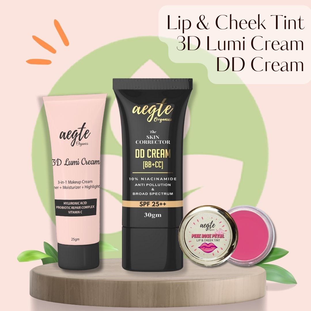 Aegte 3D Lumi Cream, Skin Corrector DD Cream & Lip and Cheek Tint