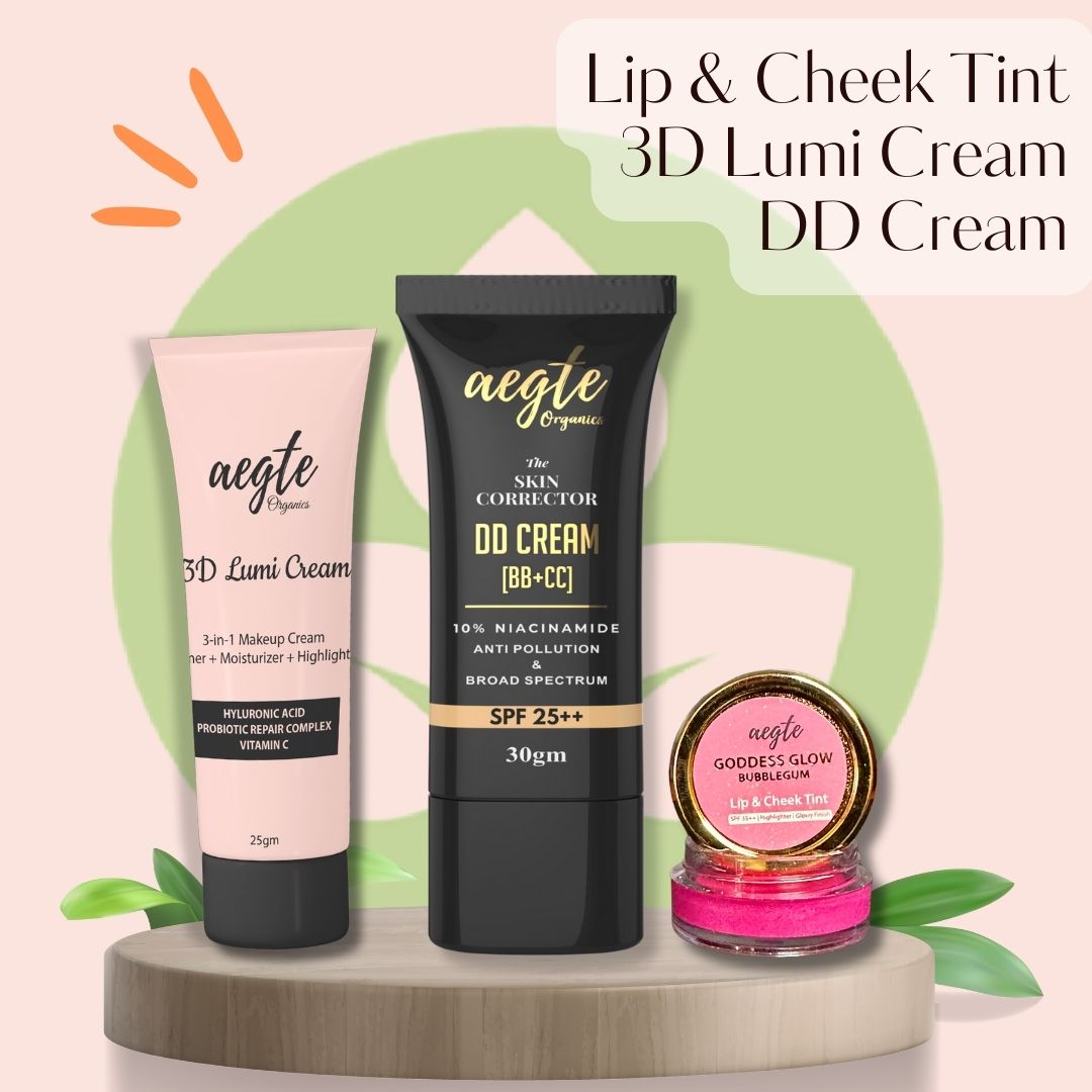 Aegte 3D Lumi Cream, Skin Corrector DD Cream & Lip and Cheek Tint
