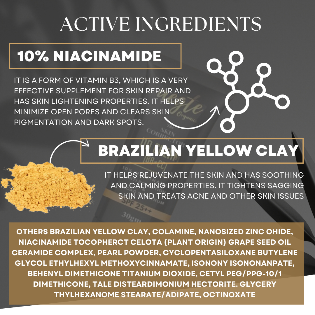 Aegte Organics Skin Corrector DD Cream (BB+CC) Broad Spectrum SPF 25++ 30gm, Anti Pollution and Made with skin safe ingredients