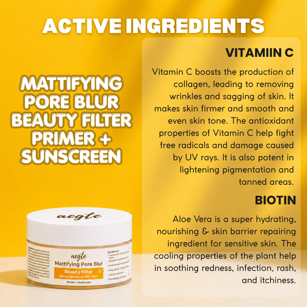Aegte Mattifying Pore Blur Beauty Filter Primer + Sunscreen with Broad Spectrum SPF 55++