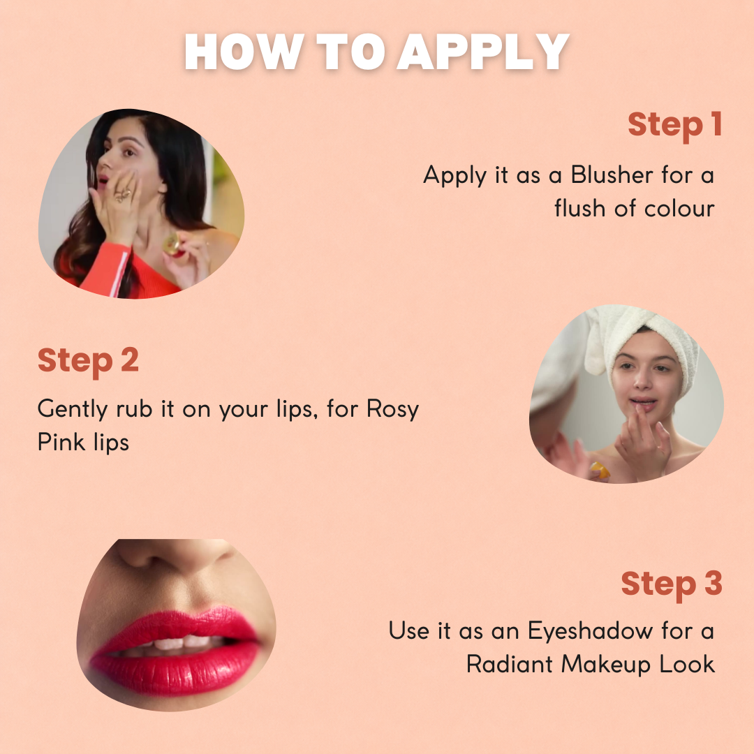 Aegte Organics Cosmic Glow Coral Lip & Cheek Tint Balm Nourish & Hydrate Dry Chapped Lips_5gm