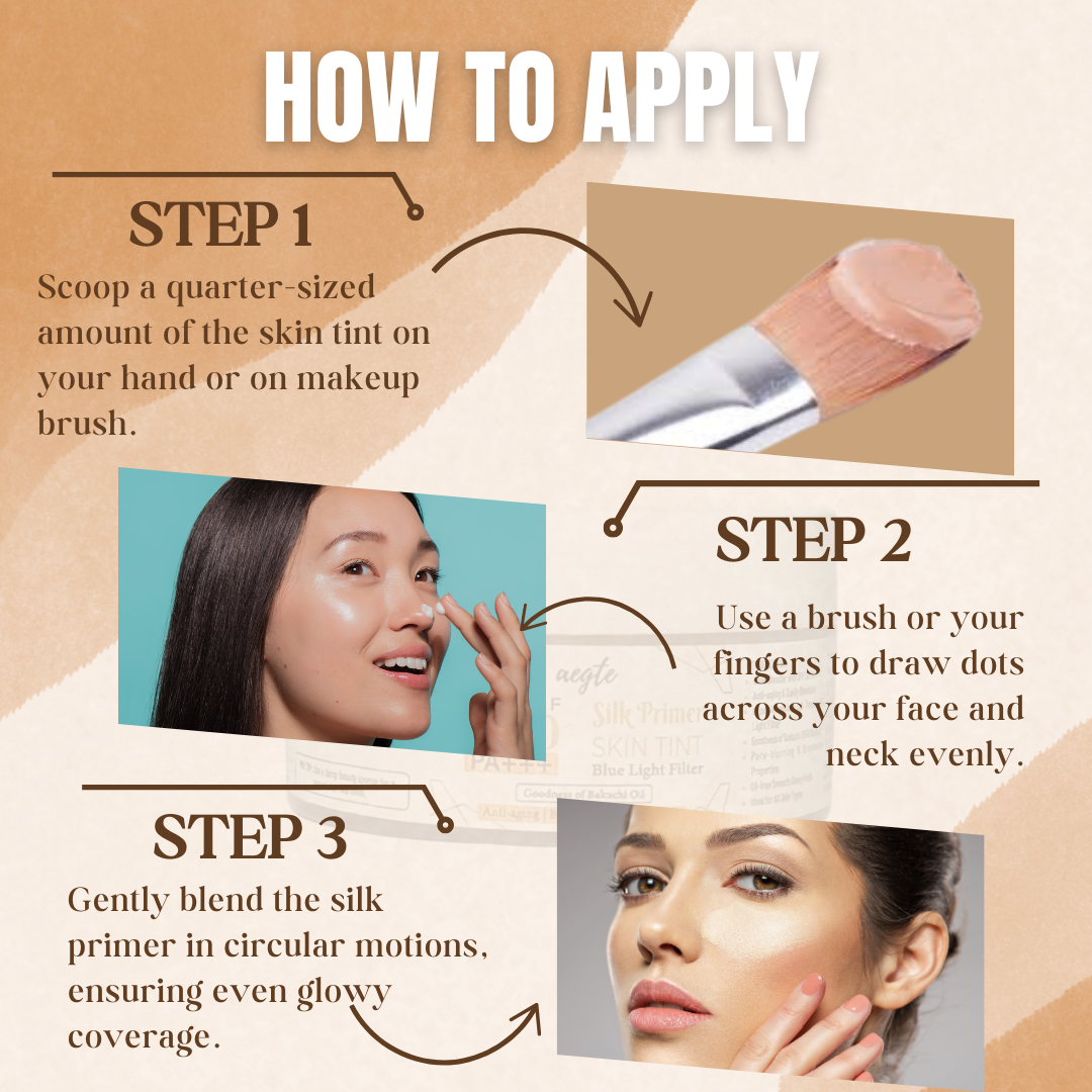 Aegte Blue Light Filter Silk Primer Skin Tint with SPF 60 PA+++ Anti-aging & Lightweight Tinted Sunscreen Hypoallergenic