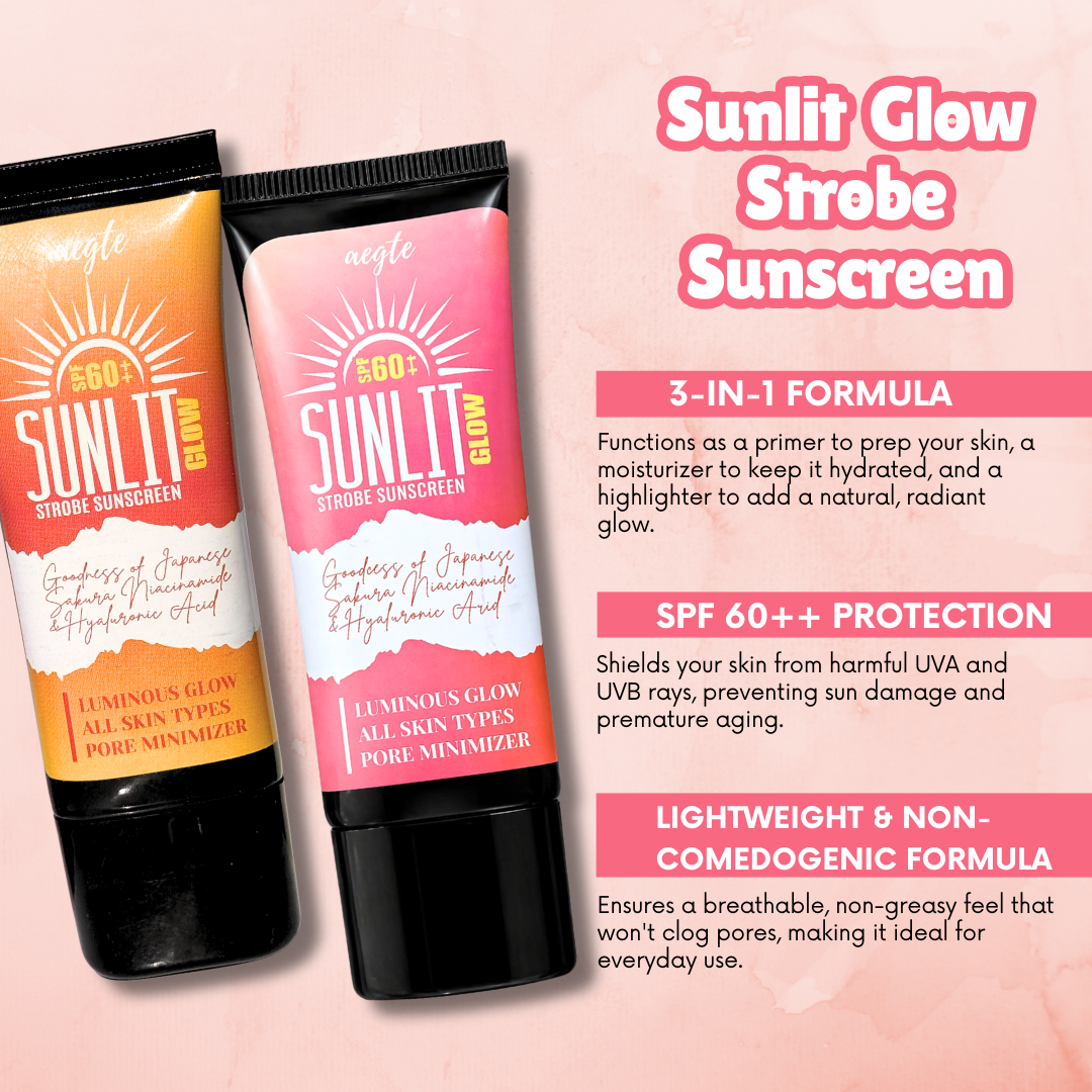 Aegte Sunlit Glow Strobe Sunscreen SPF 60++ (Moisturizer + Highlighter) 30gm
