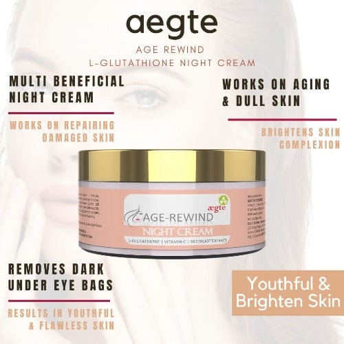 Aegte Besan & Rice Ubtan Face Wash + 24K Gold Vitamin C Serum + Age Rewind L-Glutathione Skin Lightening Night Cream