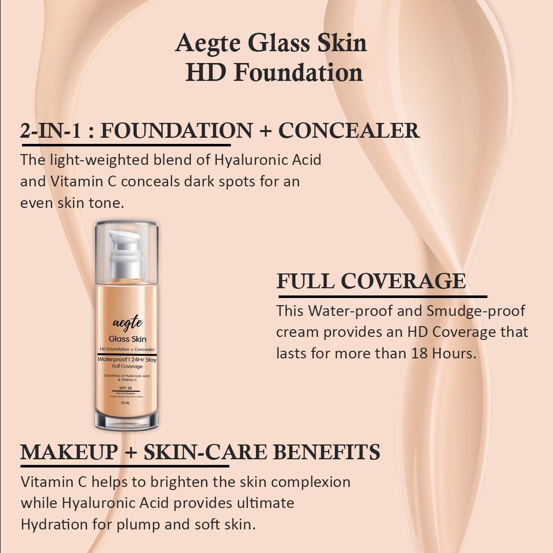 Aegte Glass Skin Liquid HD High Coverage Foundation + Concealer