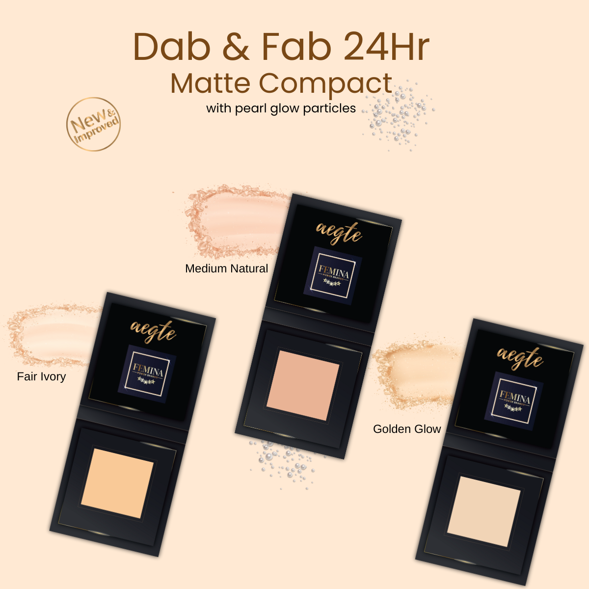 Aegte 24 Hr Stay 3 in 1 Dab and Fab Matte Compact Powder Makeup Fixer & Concealer with Vitamin C Rice Starch Vegan & Cruelty Free