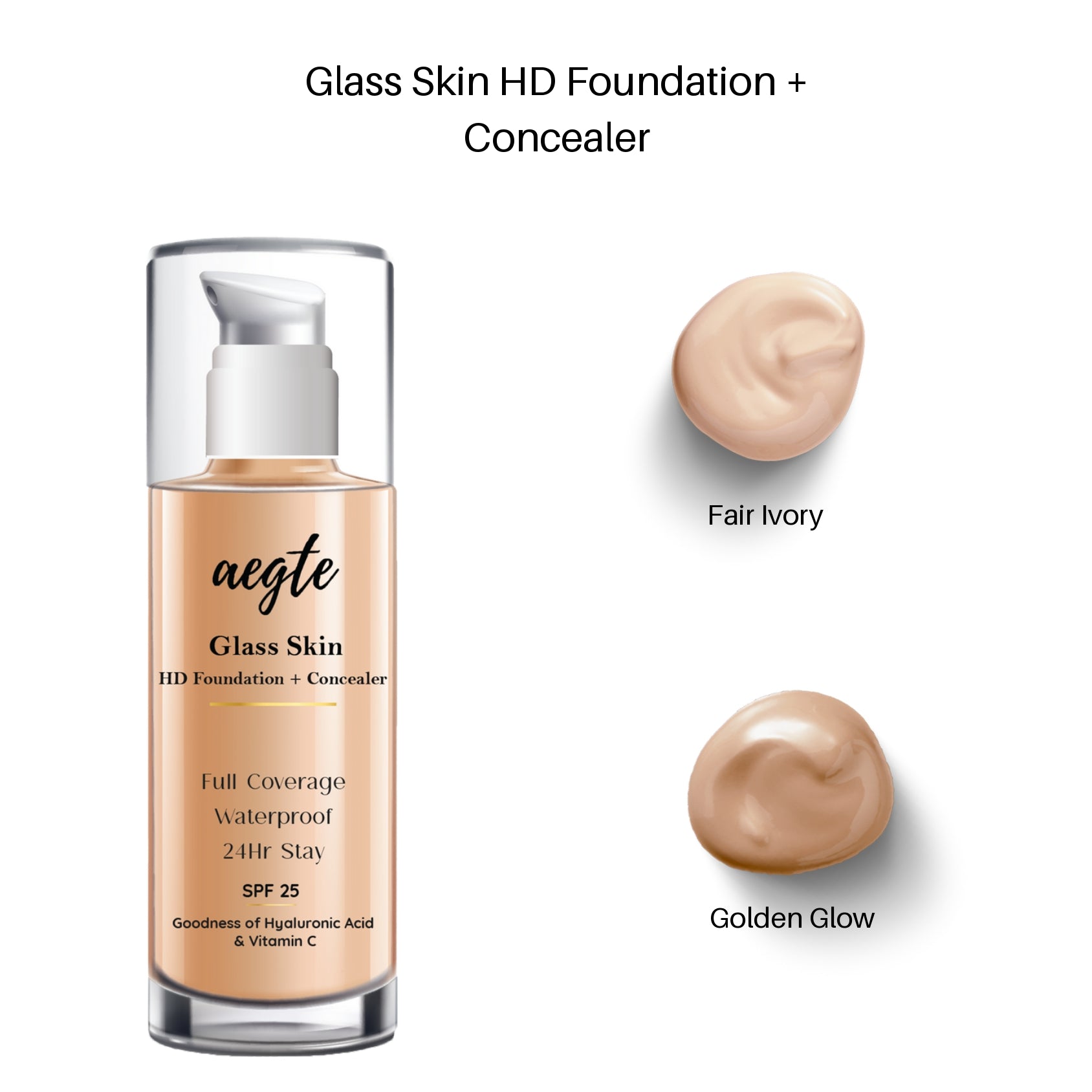 Aegte 3D Lumi Strobe Cream, Glass Skin Liquid HD Foundation, Lip and Cheek Tint & 3D Gel Kajal