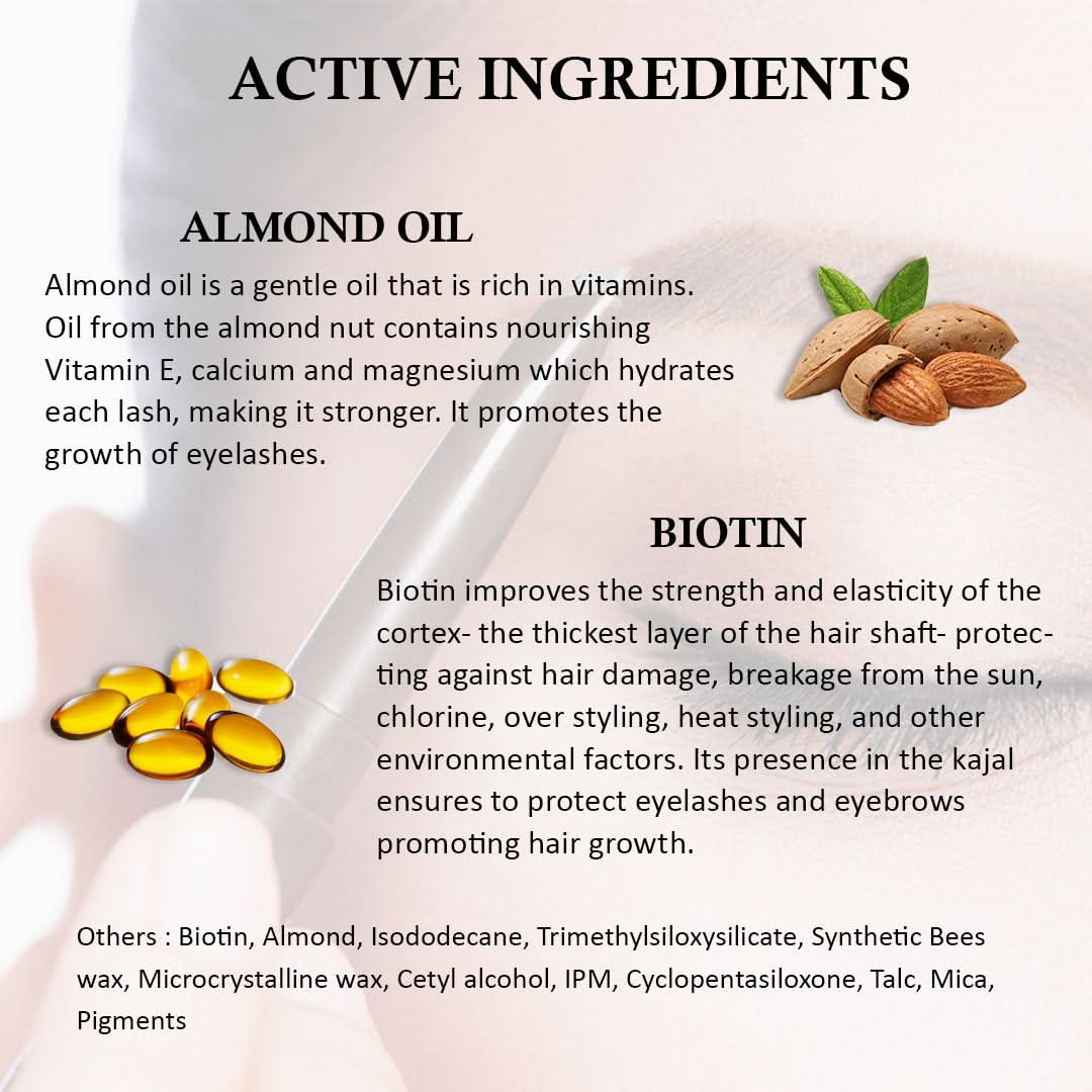 Aegte 3D Gel Kajal (3 in 1 Kajal-Gel Eyeliner-Eyebrow Filler) with Almond & Biotin 8gm