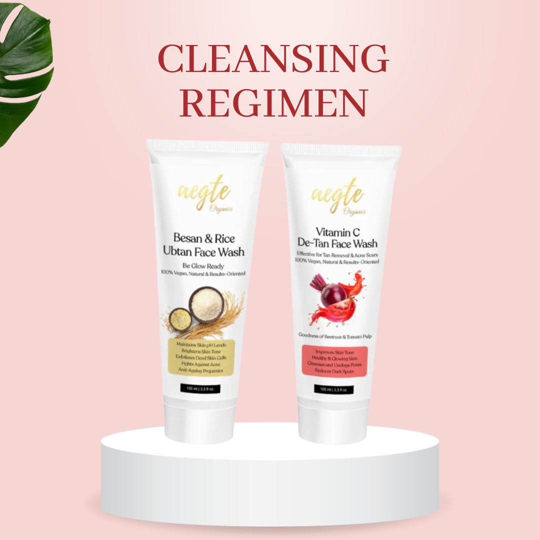 Aegte Organics Besan & Rice Ubtan Face Wash 100ml & Vitamin C De-Tan Face Wash 100ml Combo