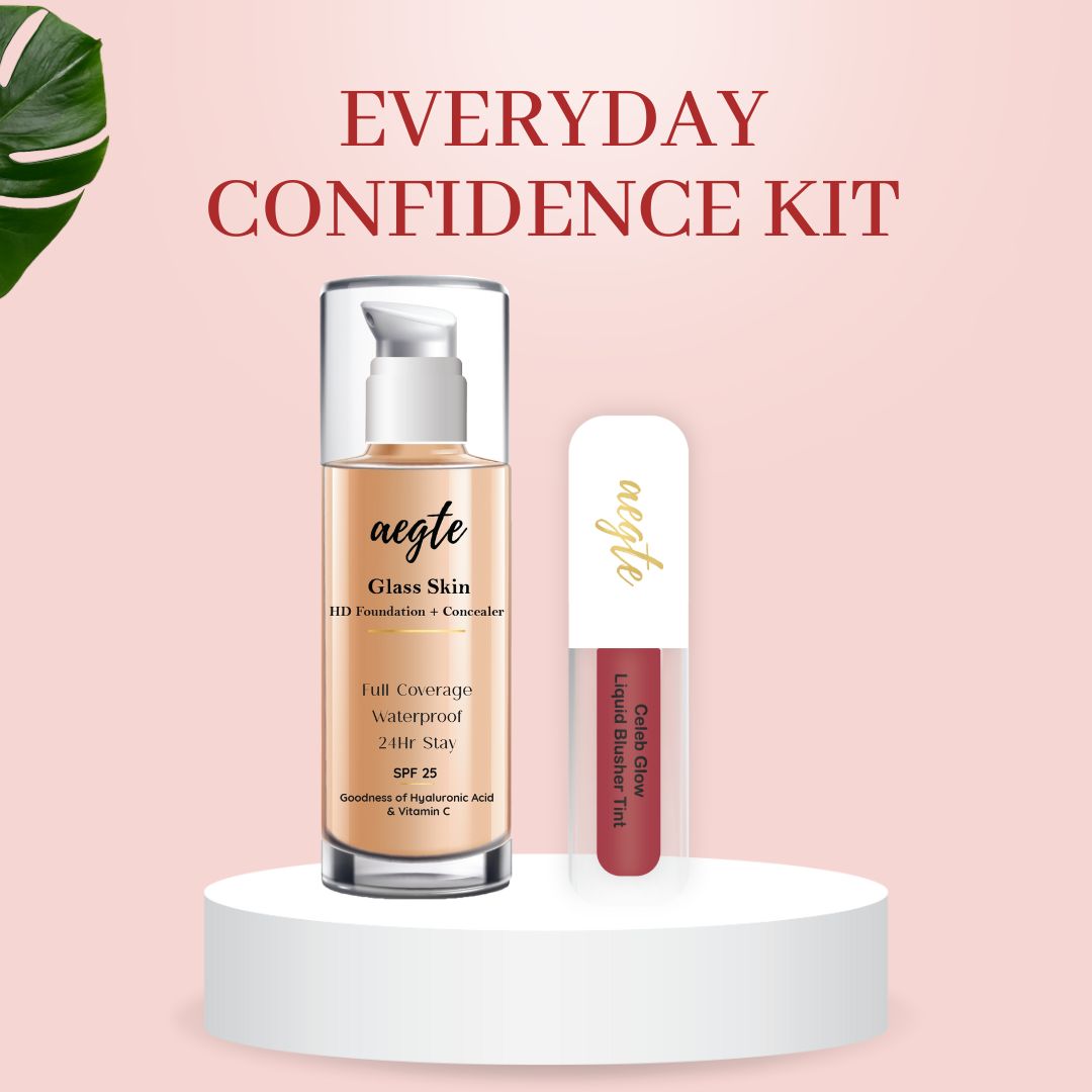 Aegte Glass Skin Liquid HD Foundation + Celeb Glow Liquid Blusher Tint