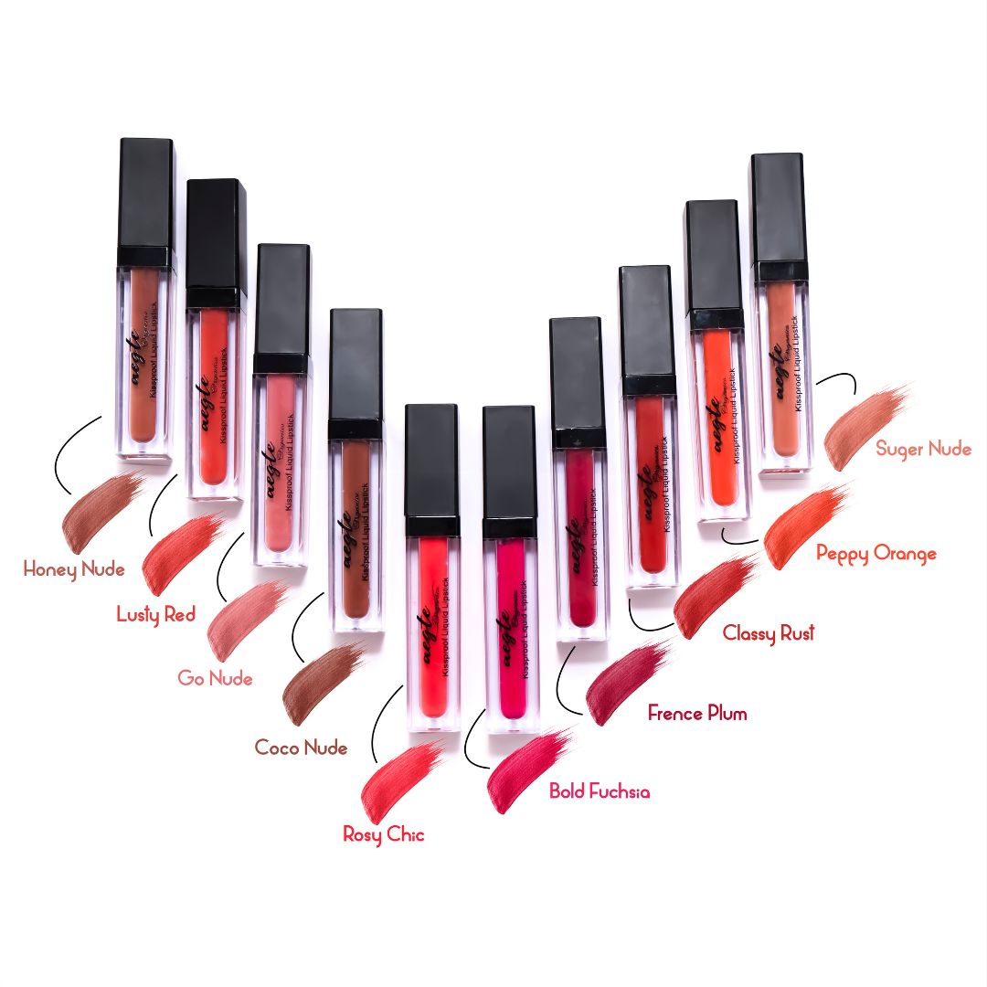Aegte 3D Lumi Cream, Glass Skin Liquid HD Foundation & Kissproof Matte Liquid Lipstick