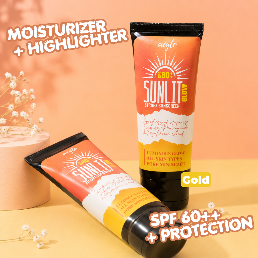 Aegte Sunlit Glow Strobe Sunscreen SPF 60++ (Moisturizer + Highlighter) 30gm