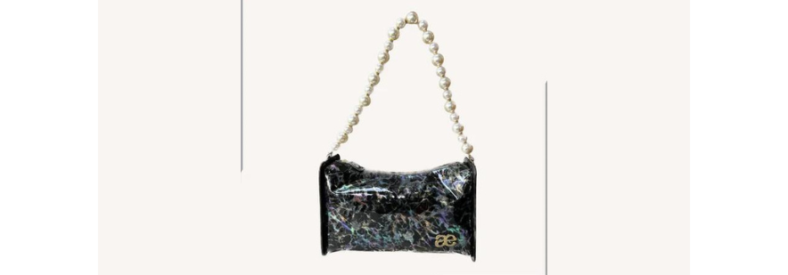Aegte Fashionista Textured Black Pearl Chain Shoulder Tote Bag