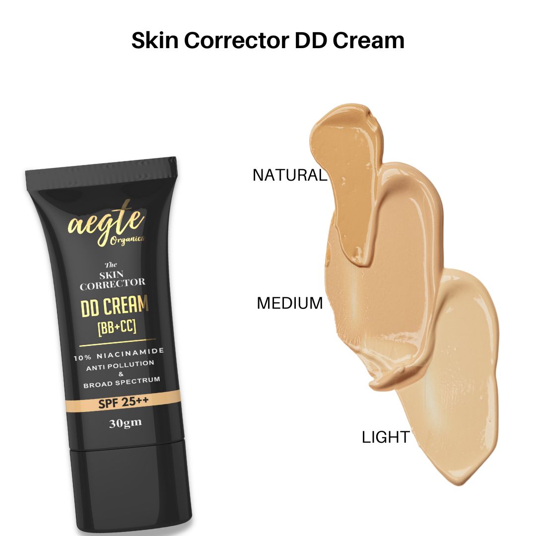 Aegte Organics Skin Corrector DD Cream (BB+CC) Broad Spectrum SPF 25++ 30gm, Anti Pollution and Made with skin safe ingredients
