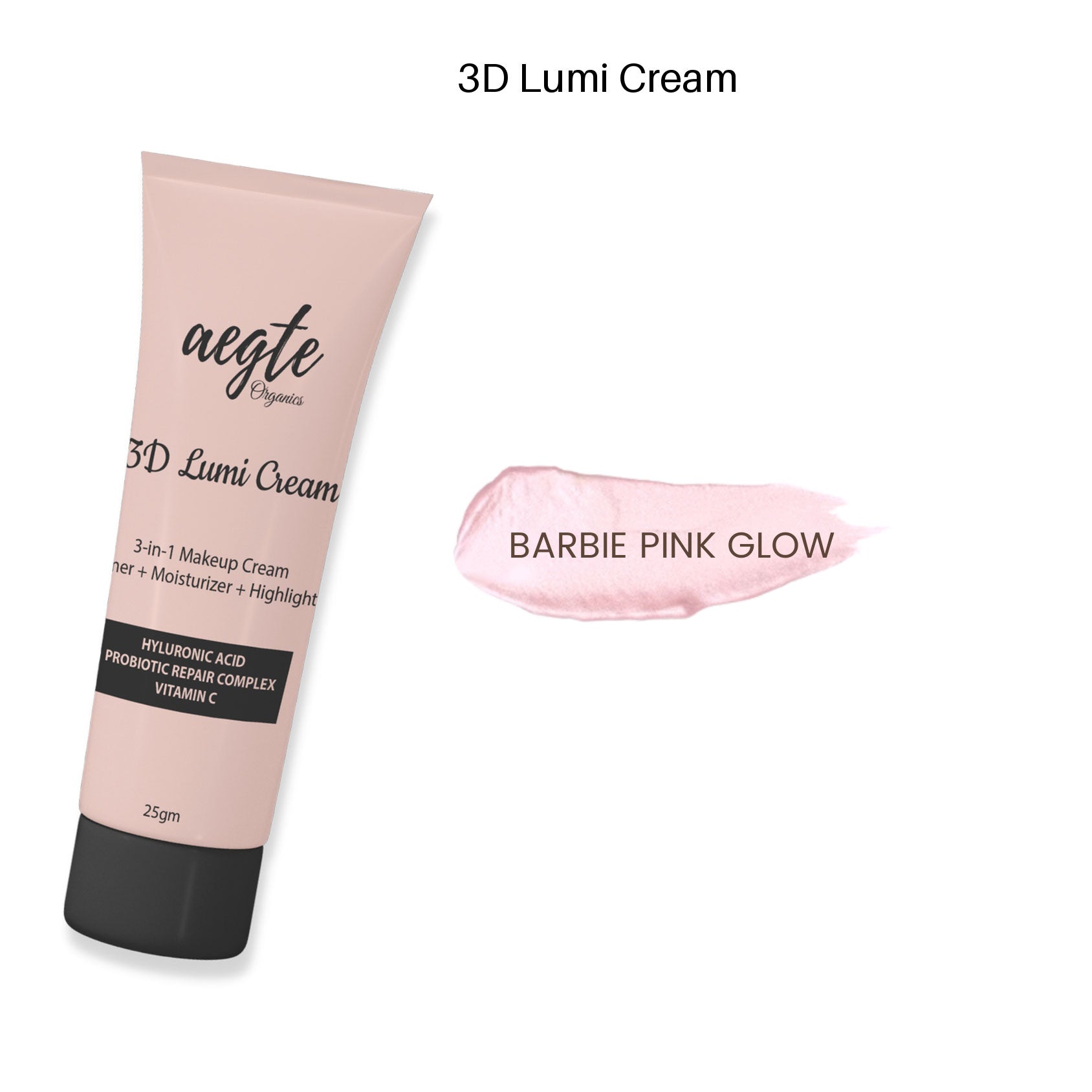 Aegte 3D Lumi Strobe Cream, Glass Skin HD Foundation & Lip & Cheek Tint Balm