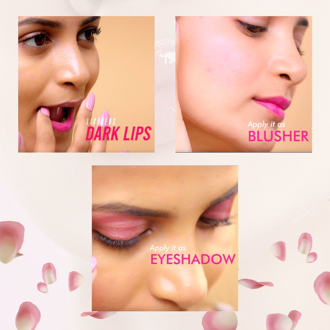 Aegte Organics Pink Rose Petal Lip & Cheek Tint Balm Lighten Dark Lips Nourish & Hydrate Dry Chapped Lips