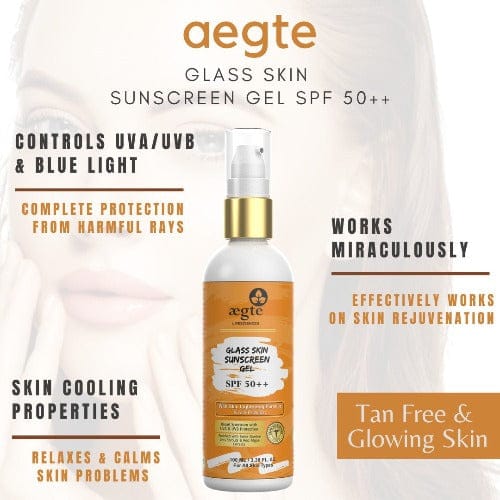 Aegte Glass Skin Broad Spectrum Sunscreen Gel SPF50++ with Anti Blue Light & Anti Pollution formula - 100ML Aegte (4382934761608)