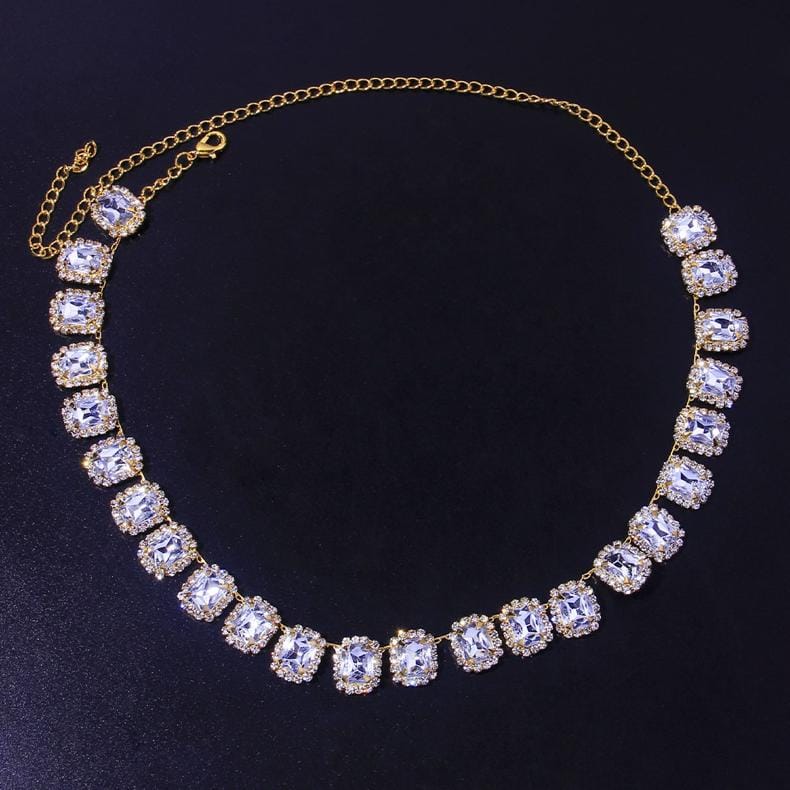 Aegte Premium Step Cut Faux Diamond Statement Necklace | Boss Lady Diamond Chain (7783586889941)