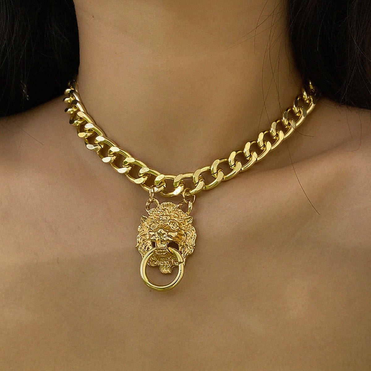 Aegte Rey Lion Gold Chain Necklace (7878825541845)