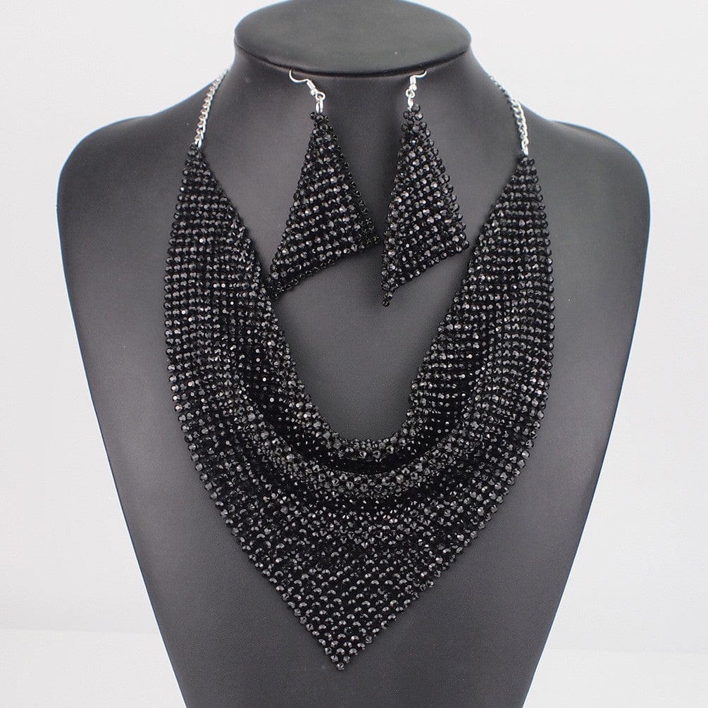 Aegte Wear the Scarf Premium Black Necklace Set with Earrings (7877680824533)