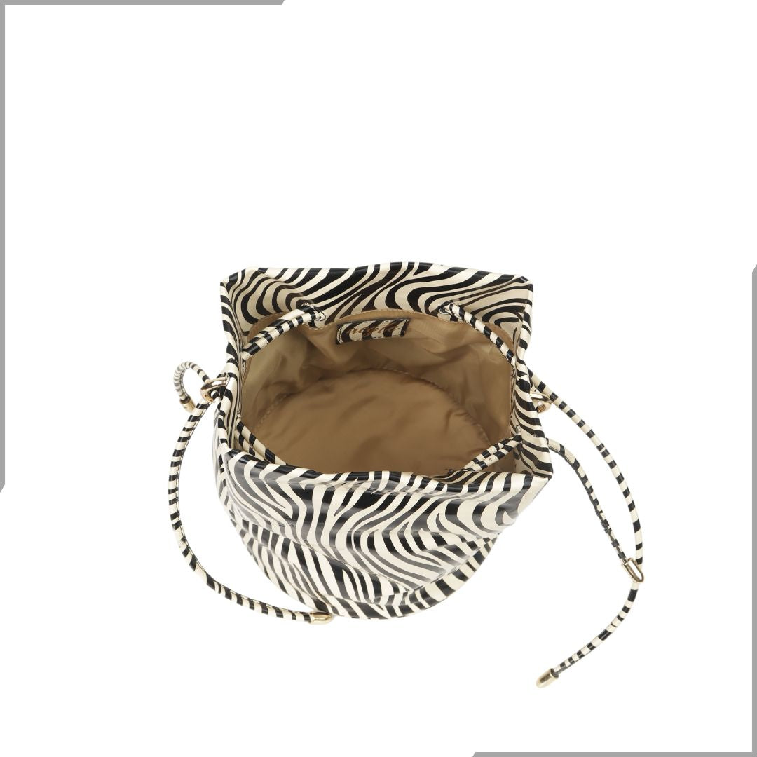 Aegte Feathery White Potli Round Bag with Golden Convertible Chain Strap & Long Sling Carry Belt (7794664866005)