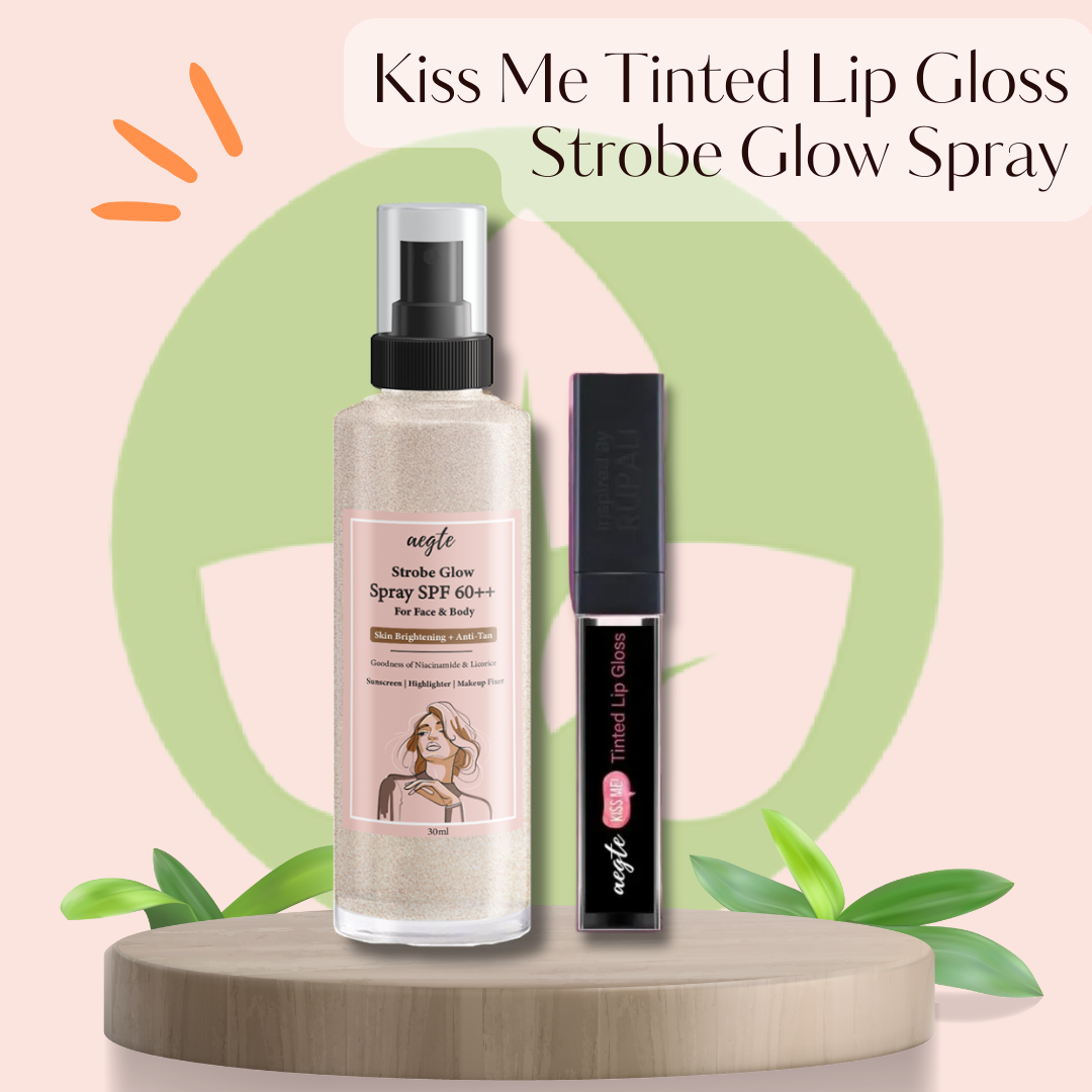 Aegte Kiss Me Magic pH Tinted Lip Gloss with SPF 25++ & 3 in 1 Strobe Glow Spray SPF 60++