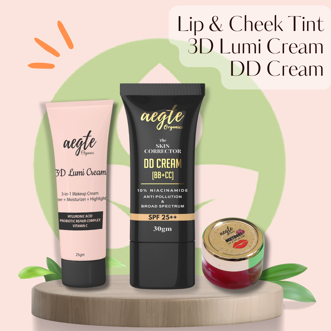 Aegte 3D Lumi Cream, Skin Corrector DD Cream & Lip and Cheek Tint