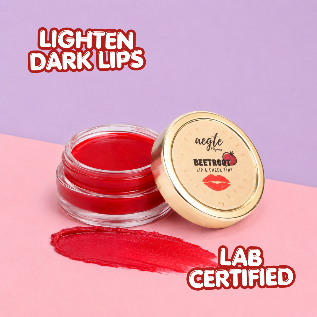 Aegte Organics Beetroot Lip and Cheek Tint Edible Balm Lighten Dark lips Nourish & Hydrate Dry Chapped Lips Lab Certified