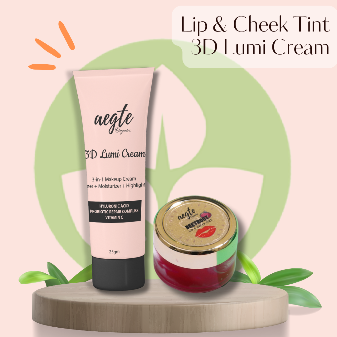 Aegte Organics Lip and Cheek Tint Balm & 3D Lumi Strobe Cream