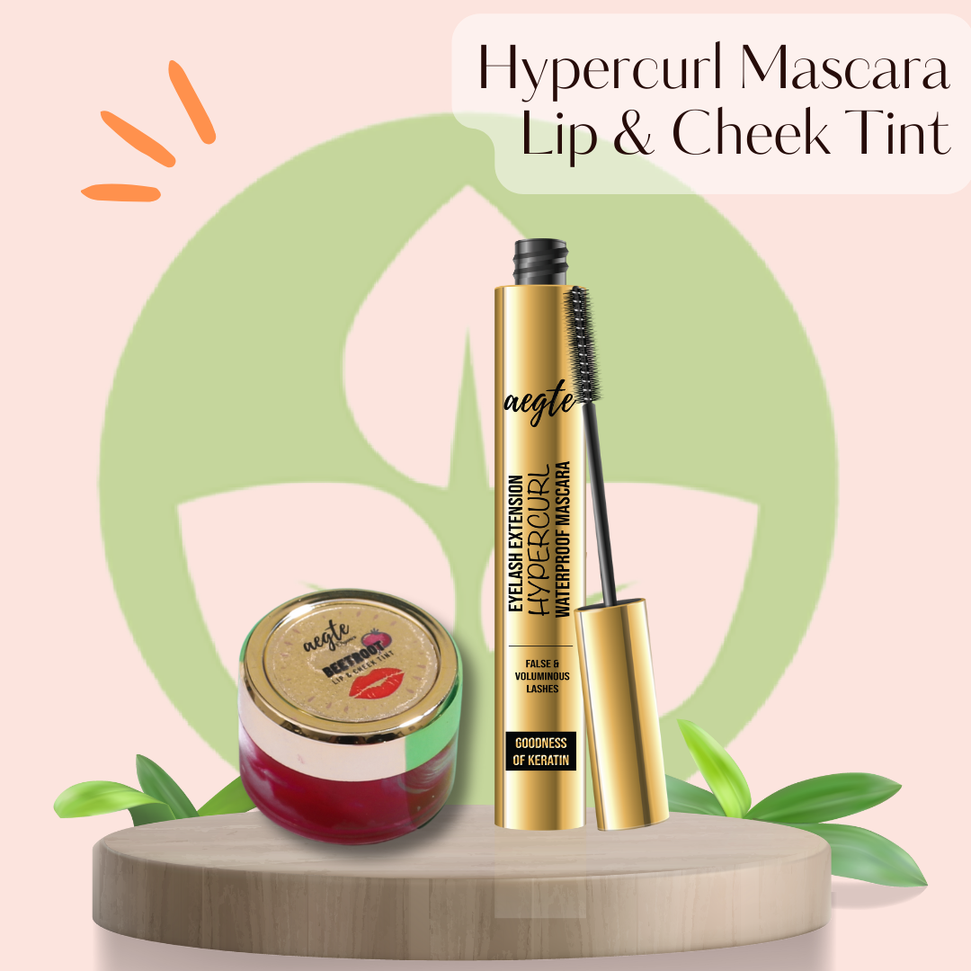 Aegte Organics Lip and Cheek Tint Balm & Eyelash Extension Hypercurl Waterproof Mascara