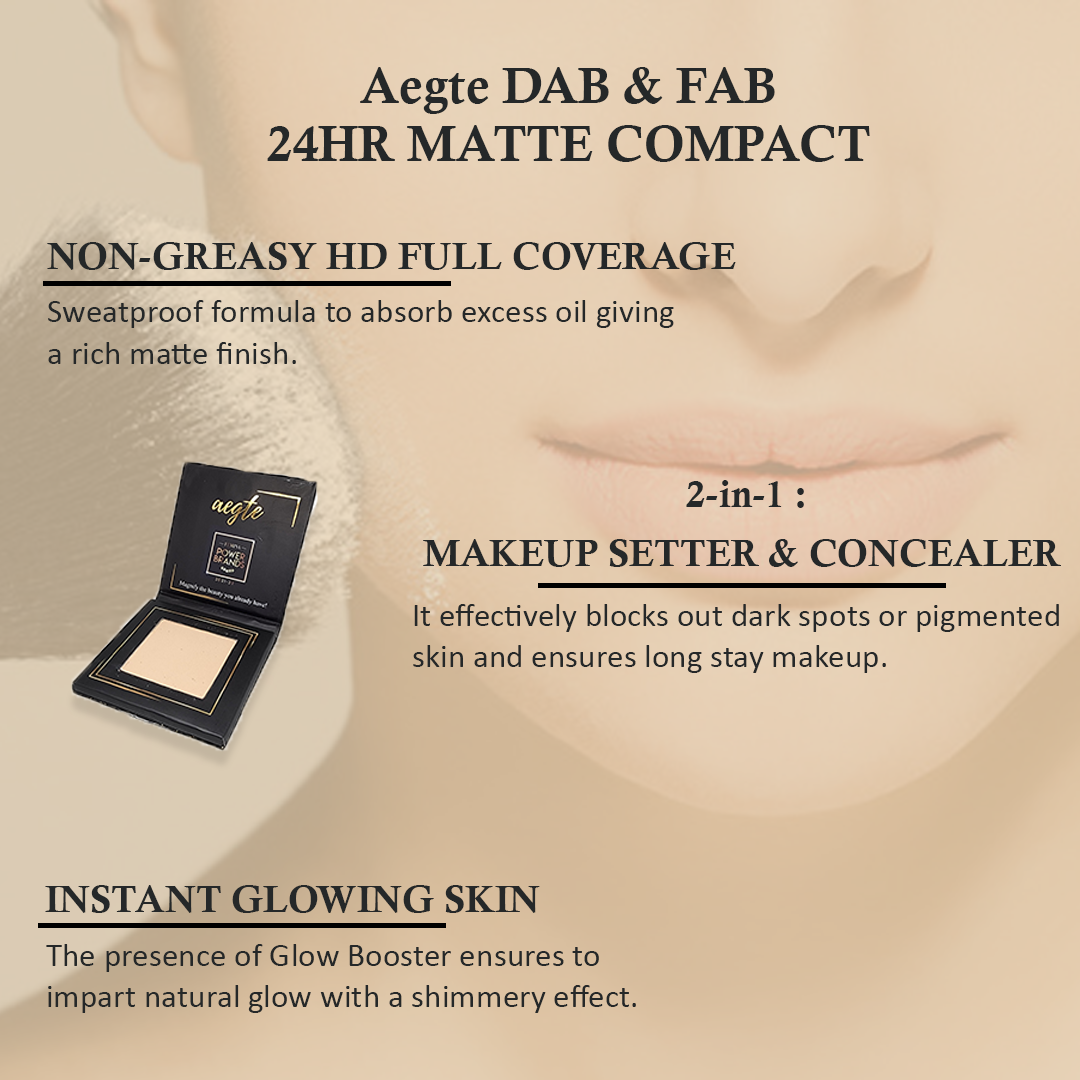 Aegte Skin Filter High Coverage Concealer & 24HR Stay 3 in 1 Dab and Fab Matte Compact Powder