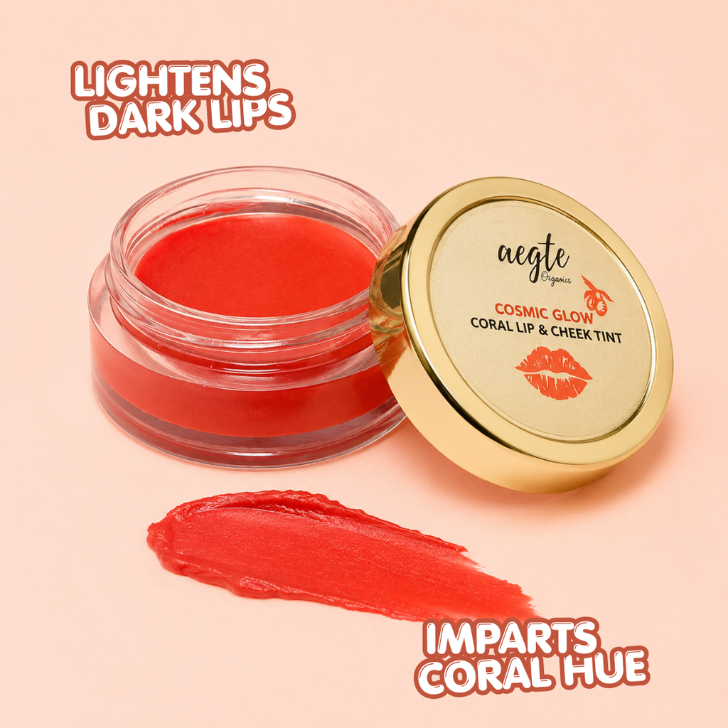 Aegte Organics Cosmic Glow Coral Lip & Cheek Tint Balm Nourish & Hydrate Dry Chapped Lips_5gm