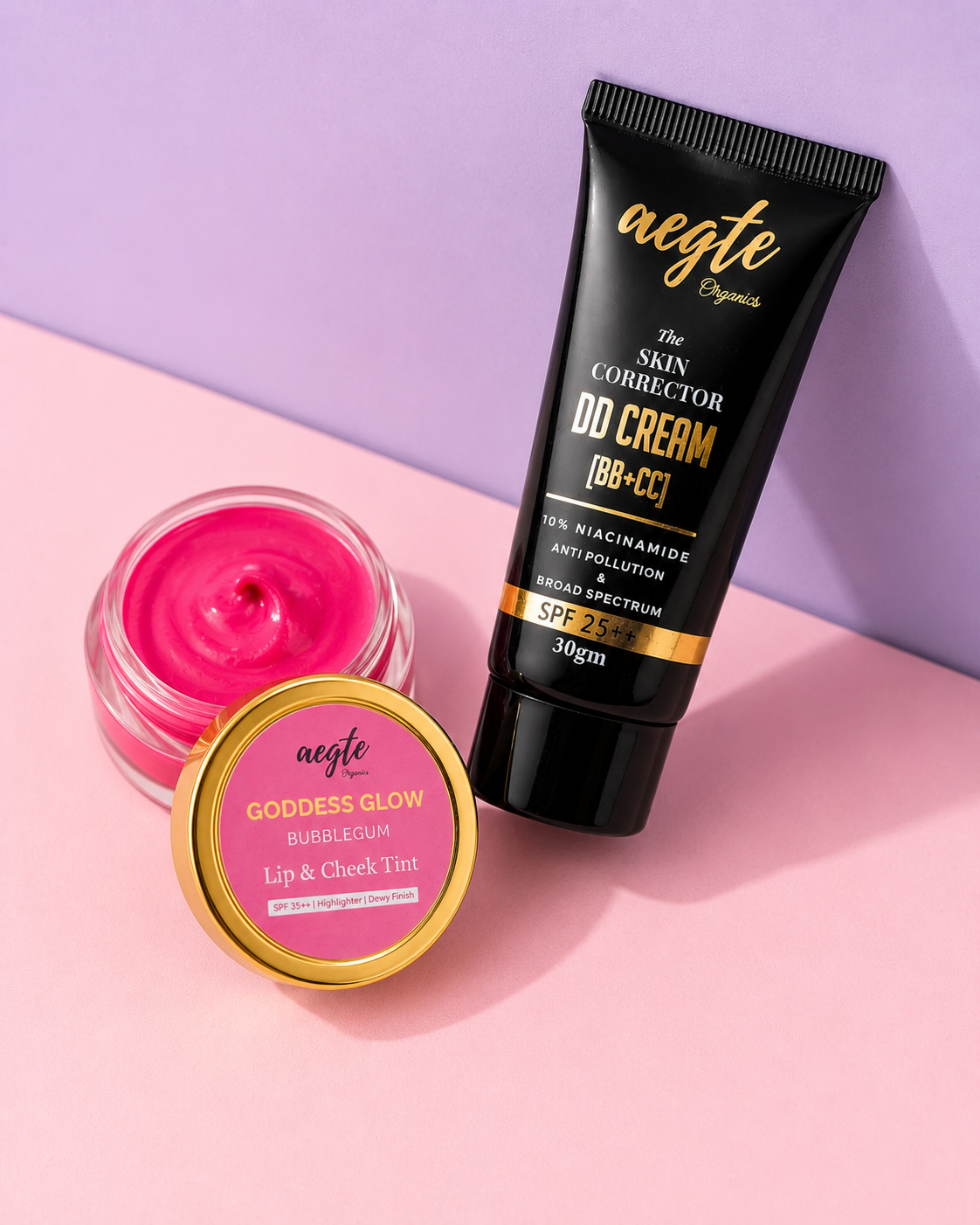 Aegte Organics Skin Corrector DD Cream SPF 25++ &  Lip and Cheek Tint Balm