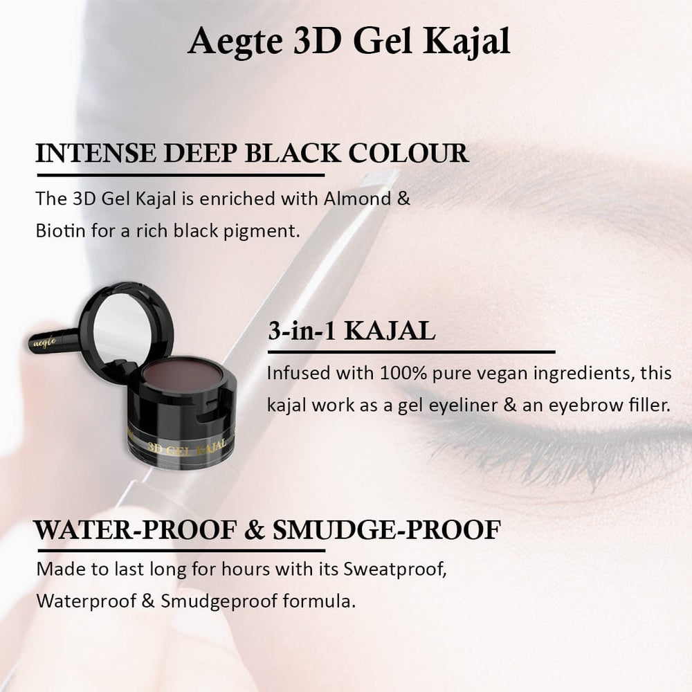 Aegte Kiss Me Magic pH Tinted Lip Gloss with SPF 25++, 3D Gel Kajal (3 in 1 Kajal-Gel Eyeliner-Eyebrow Filler) & Skin Corrector DD Cream