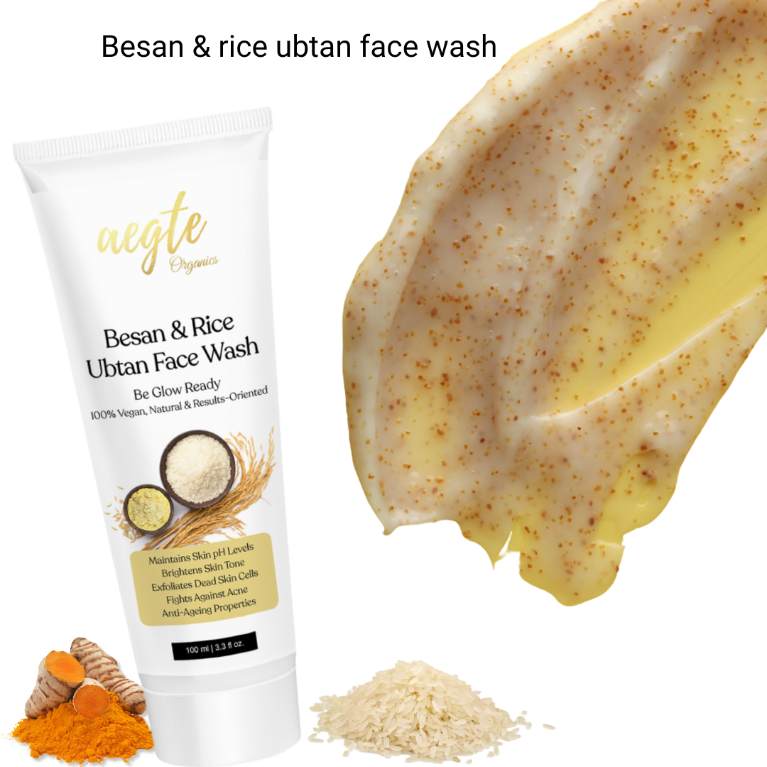 Aegte Organics Besan & Rice Ubtan Face Wash, Removes Dead Skin & Adds Bridal Glow