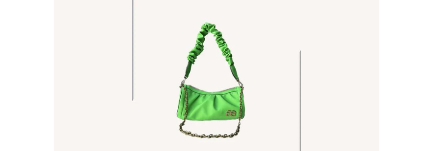 Aegte Forest Green Pleated Duffle Bag with detachable Ruffled Handle and Long Chain Carry
