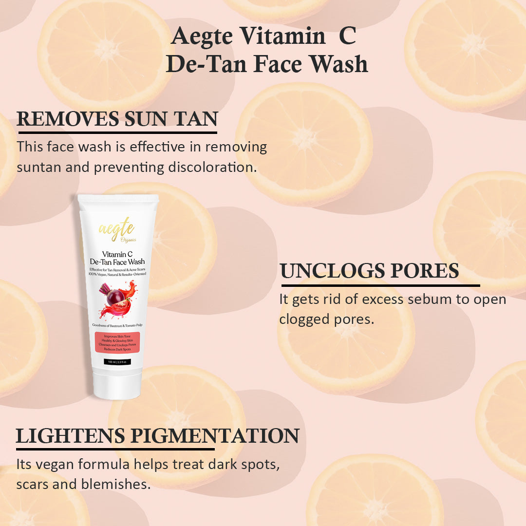 Demo product (Do not purchase) - Booster + Aegte Organics Vitamin C De-Tan Face Wash + Aegte Glass Skin Broad Spectrum Sunscreen Gel SPF50++