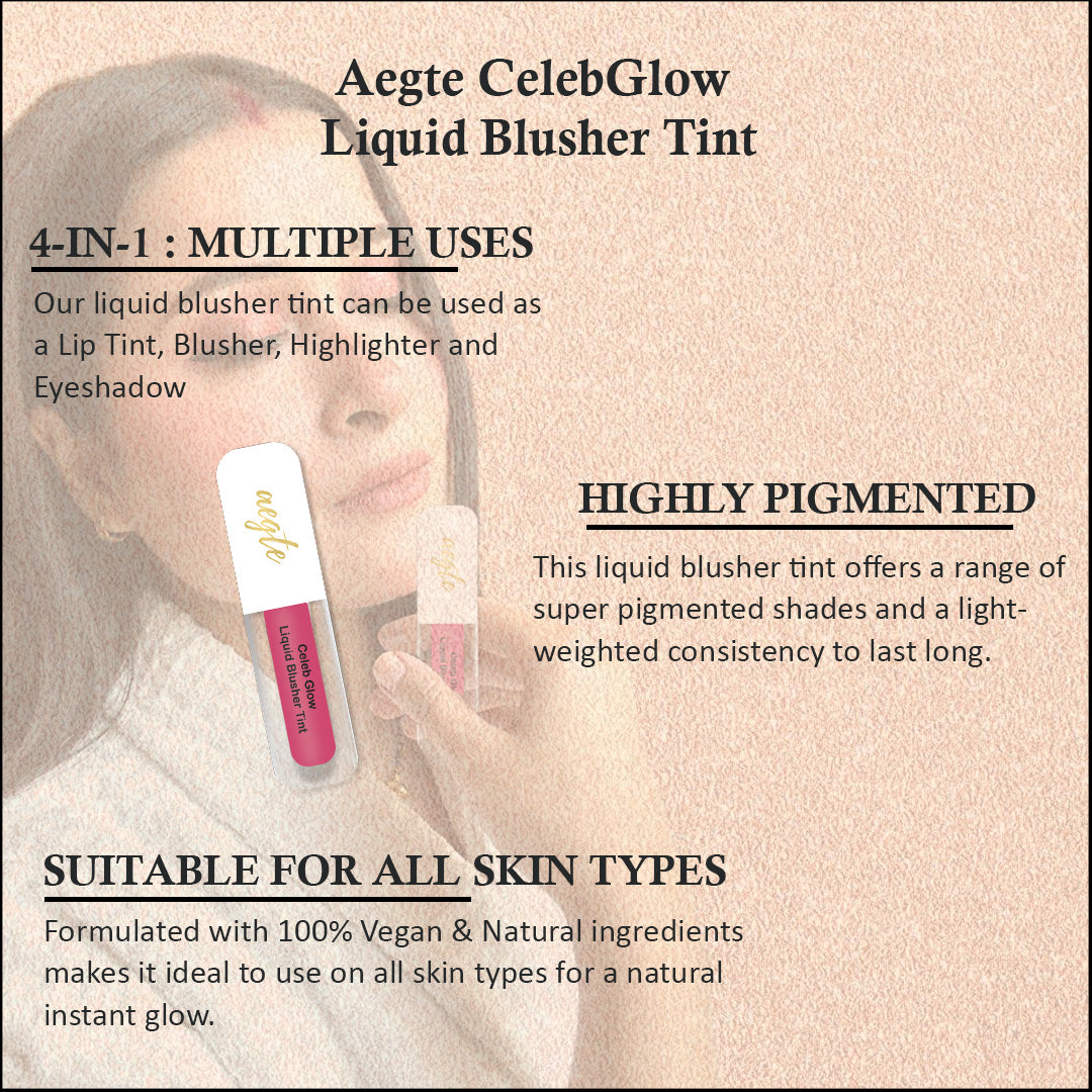 Aegte 3D Lumi Strobe Cream, Glass Skin Liquid HD Foundation, Celeb Glow Liquid Blusher Tint & HD Kajal