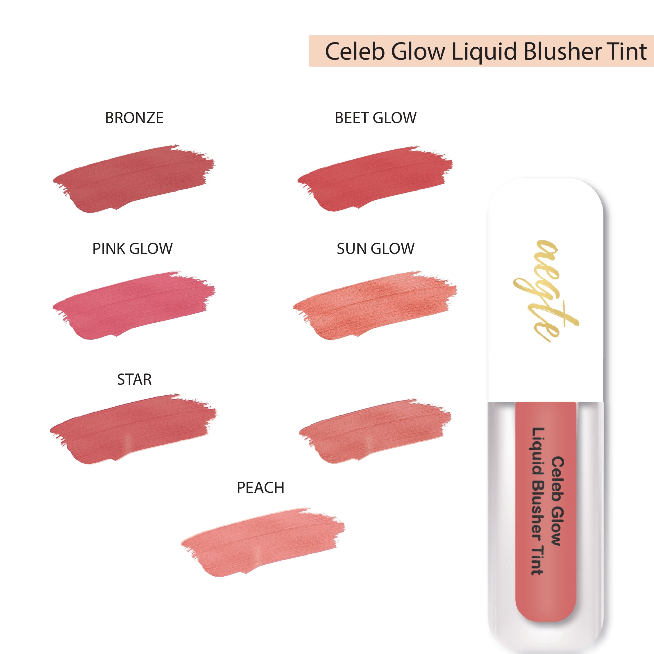 Aegte 3D Lumi Strobe Cream, Glass Skin Liquid HD Foundation, Celeb Glow Liquid Blusher Tint & HD Kajal
