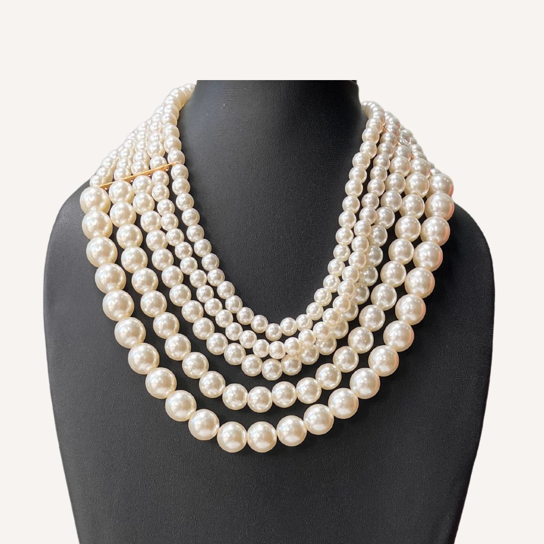 Aegte Queen Style Pearl Drop Earrings & Necklace Set