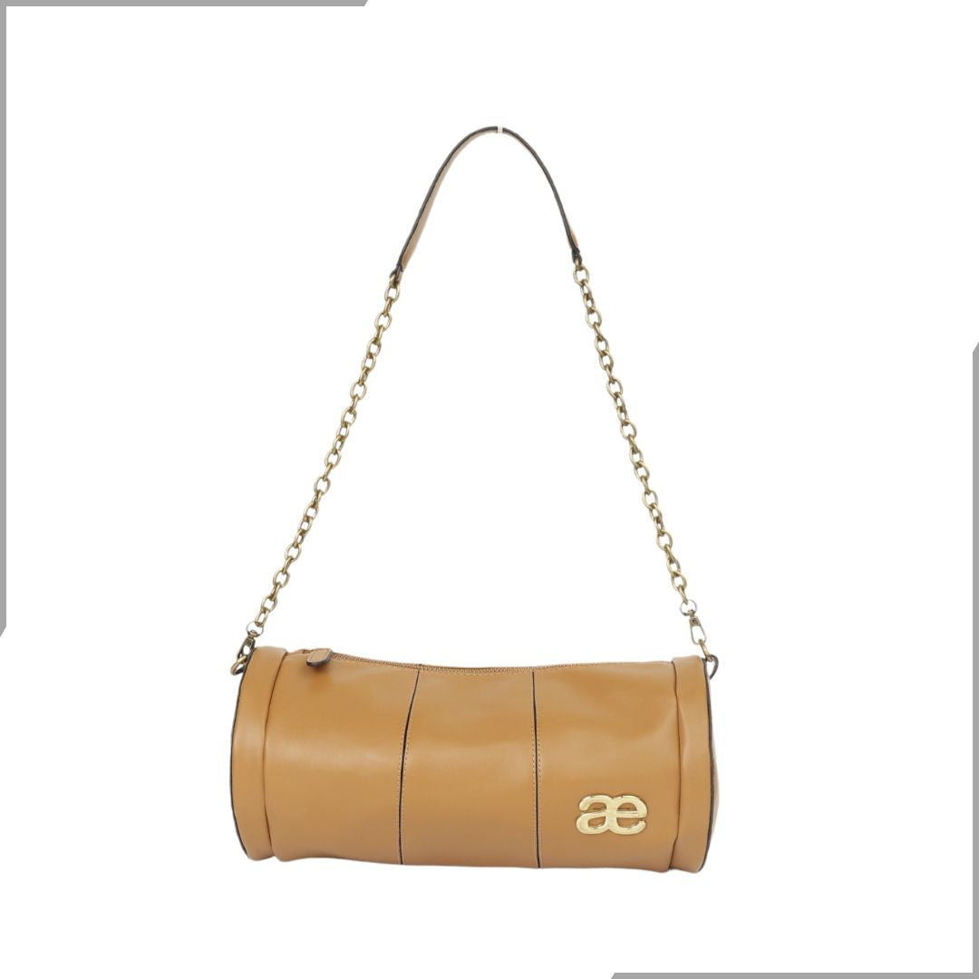 Aegte Tan Brown Duffle Chain Bag (7902429610197)