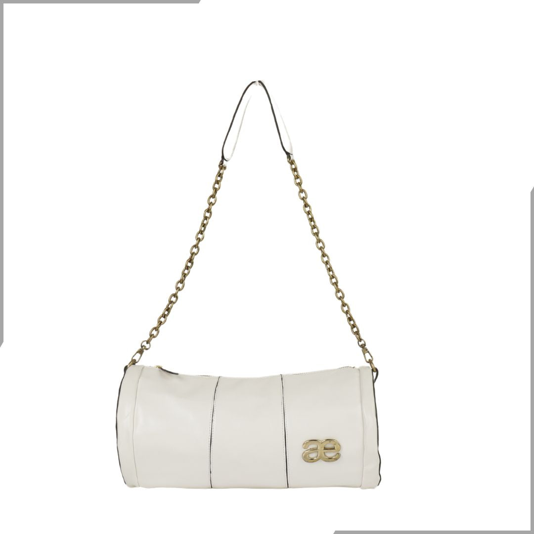 Aegte Silk White Duffle Chain Bag (7911843496149)