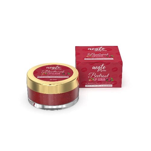 Aegte Beetroot Lip Scrub with Strawberry for Lip Lightening and Fuller Lips 20gm Aegte (7602360320213)
