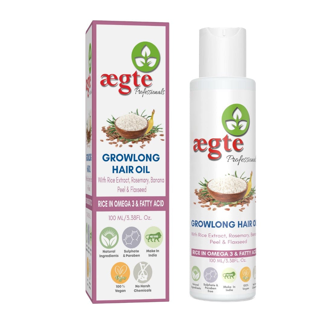 Aegte Growlong Rice Hair Oil  Enriched with Rice, Flaxseed Oil, Rosemary and Banana Peel Extracts for Men and Women(100 ml) Aegte (6719712723108)
