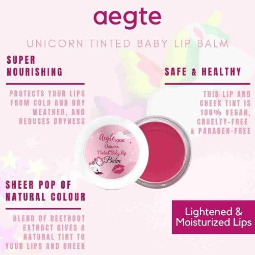 Aegte Unicorn Tinted Baby Lip Balm with Beetroot and Tomato for Moisturized Lips 8gm Aegte (7570399953109)