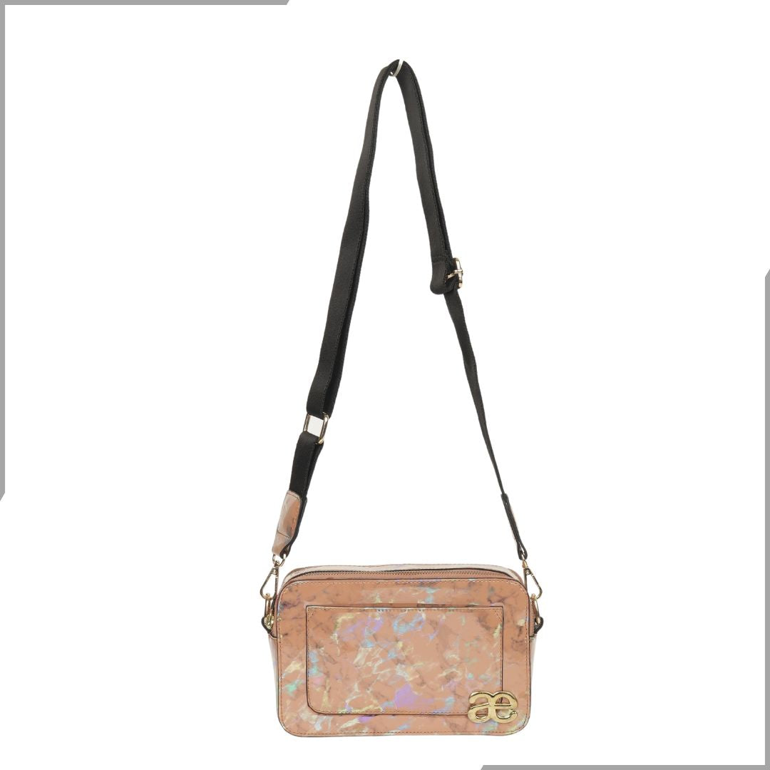 Aegte Blush Pink Marble Solid Box Crossbody Shoulder Bag with Detachable Broad Belt (7880088125653)